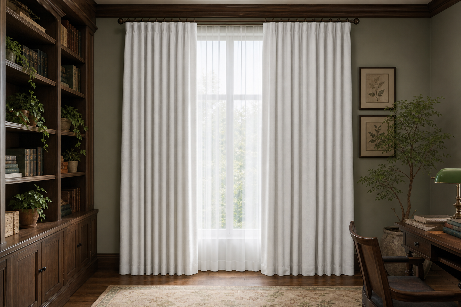 BO-White Drapery with White Sheer