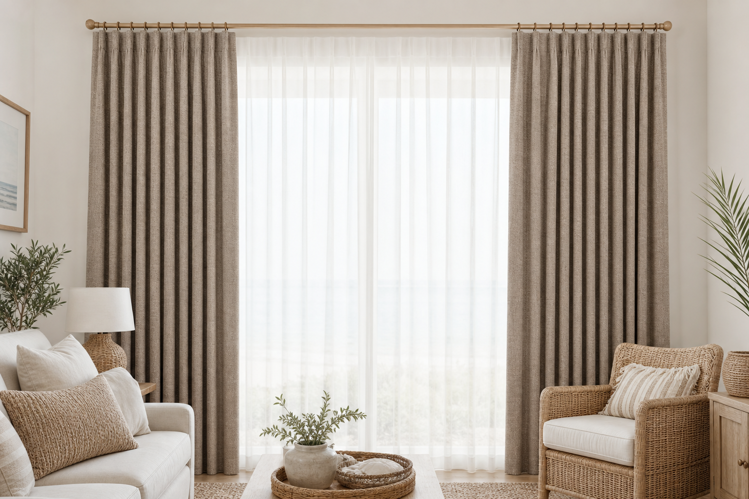 Dow-II-Cappuccino Drapery with White Sheer
