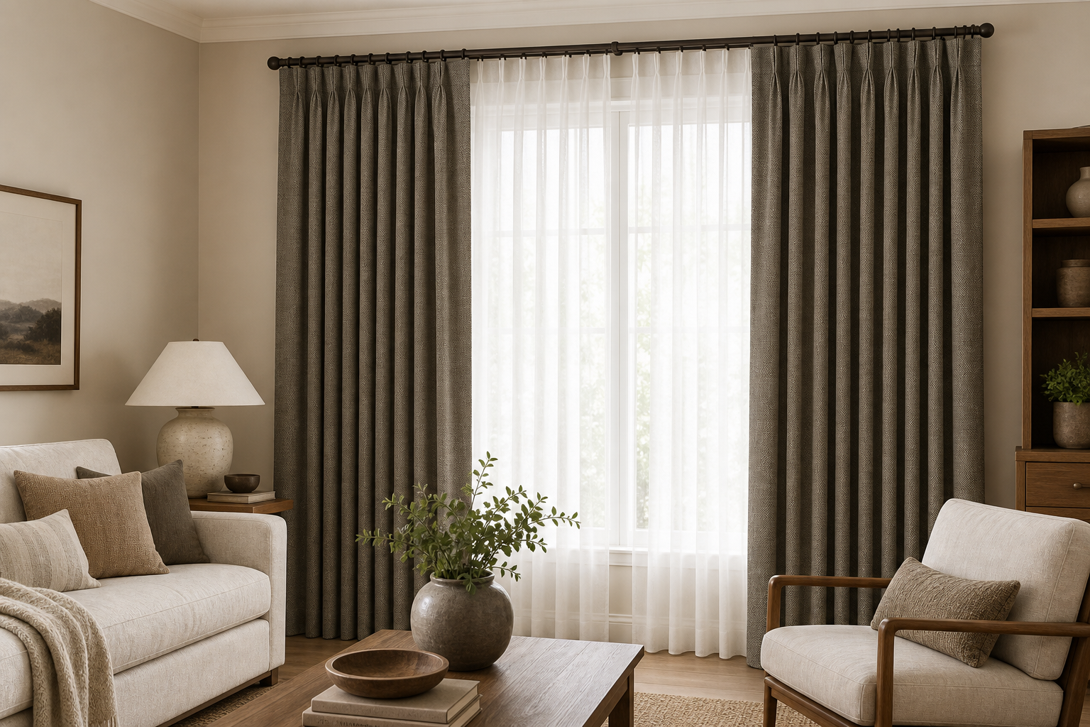 Dow-II-Tiramisu Drapery with White Sheer