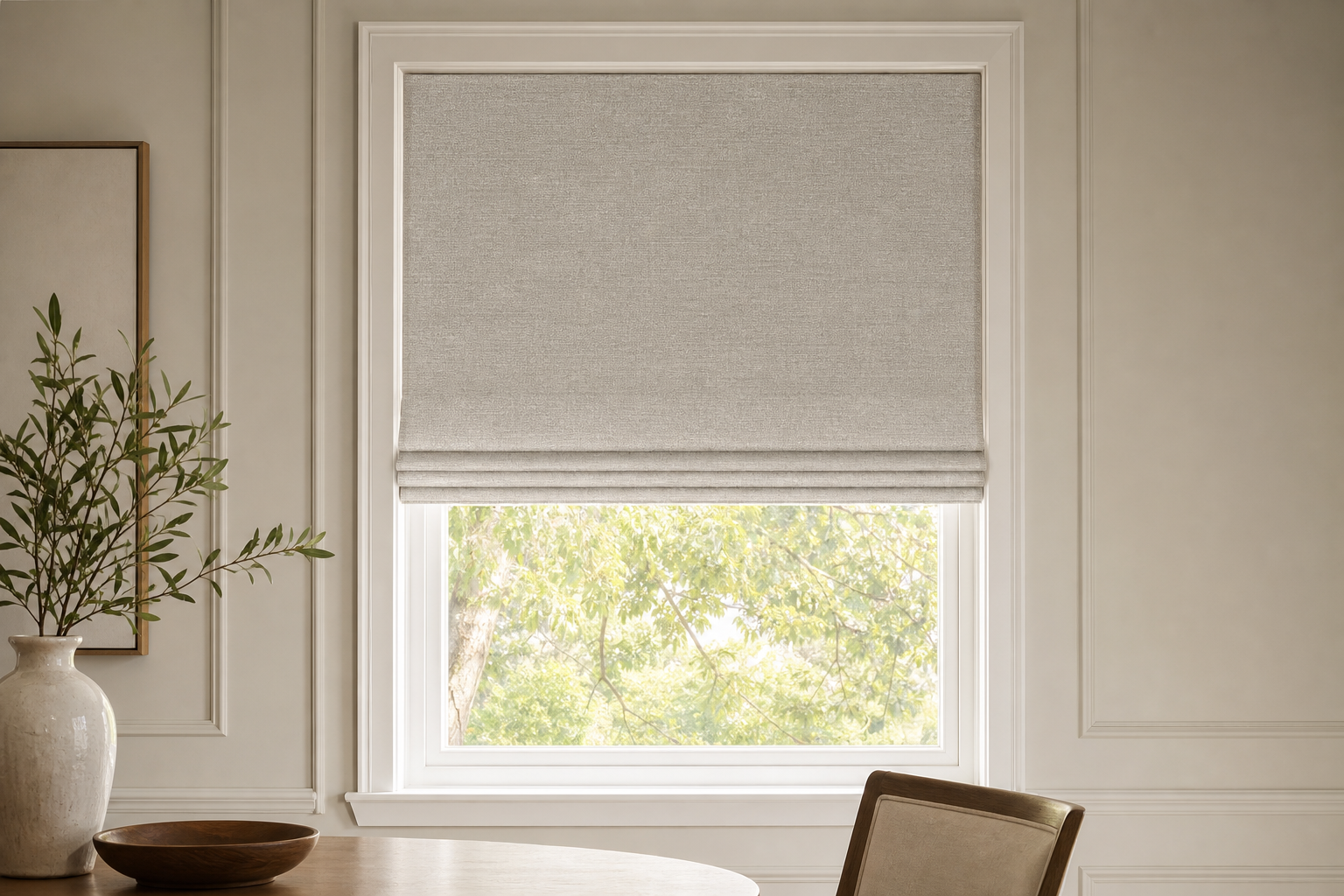 Forest-Echo-Beige Roman Shade