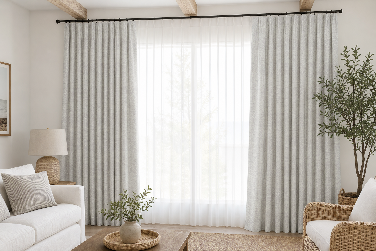 Oxford-II-Ice Drapery with White Sheer