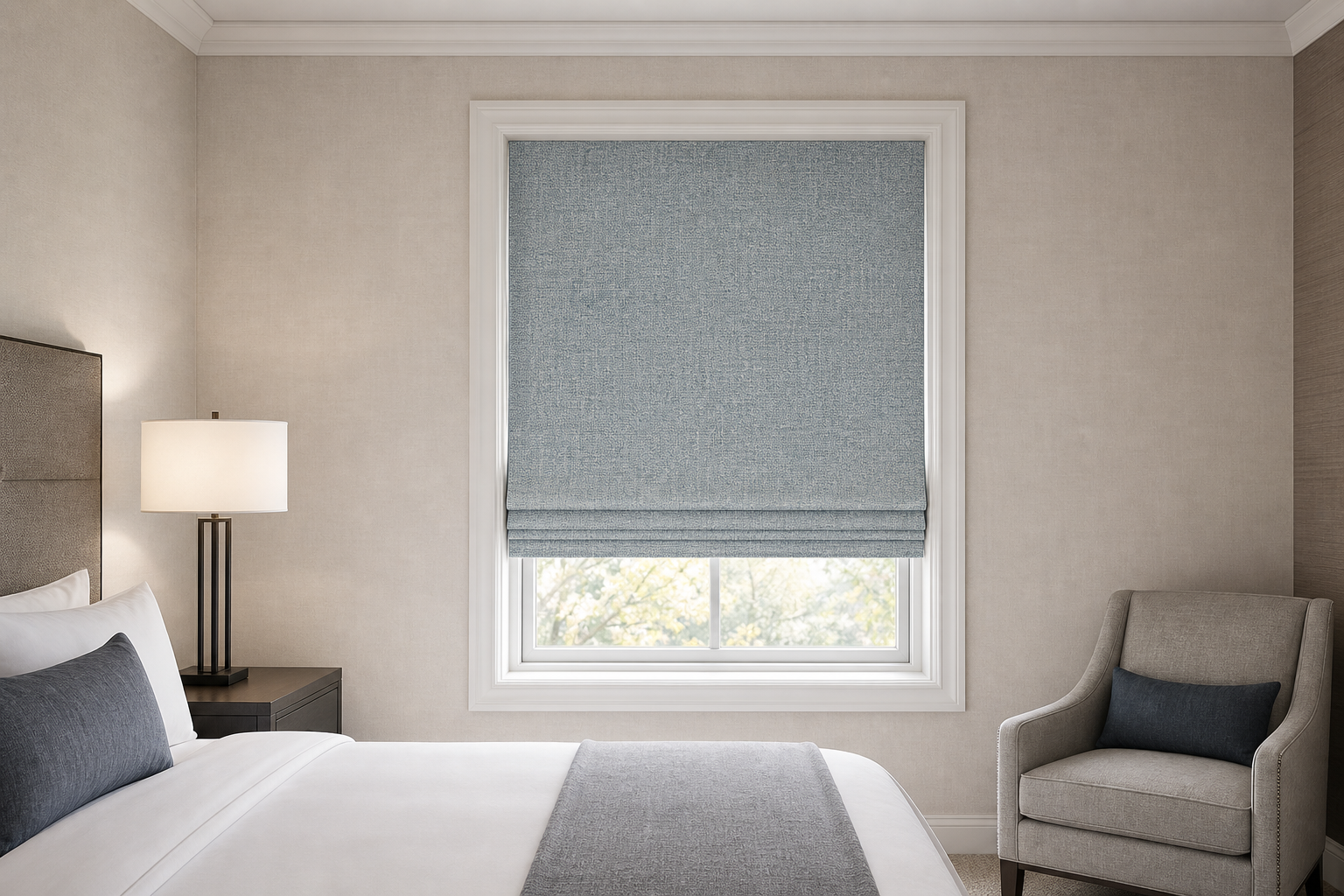 Oxford-II-Slate-Blue Roman Shade