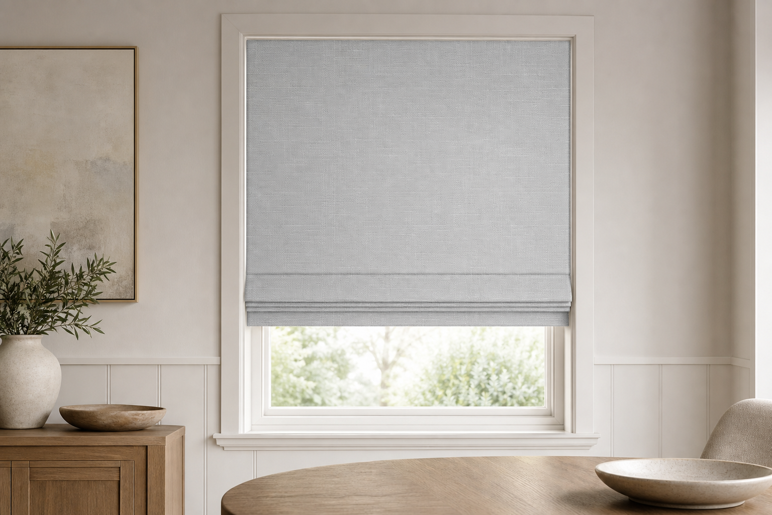 Refine-Linen-Blend-Mist Roman Shade