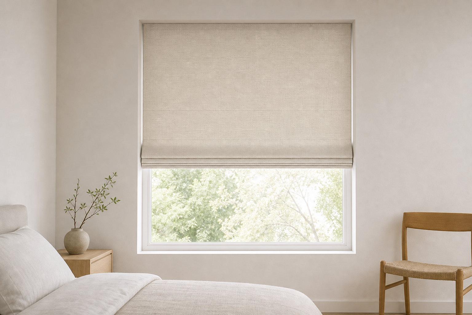 Refine-Linen-Blend-Pearl Roman Shade
