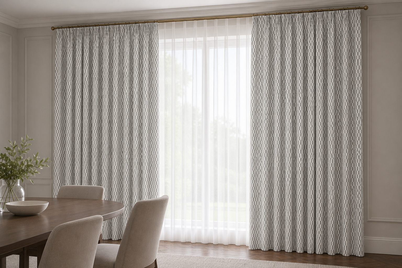 Shades-Gray Drapery with White Sheer