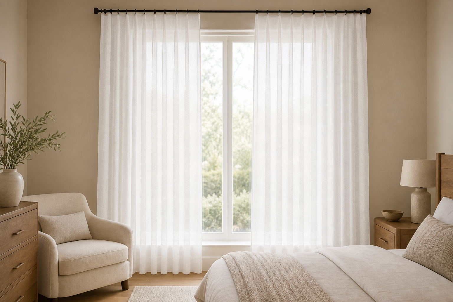 Droplets-Almost-White Sheer Drapery
