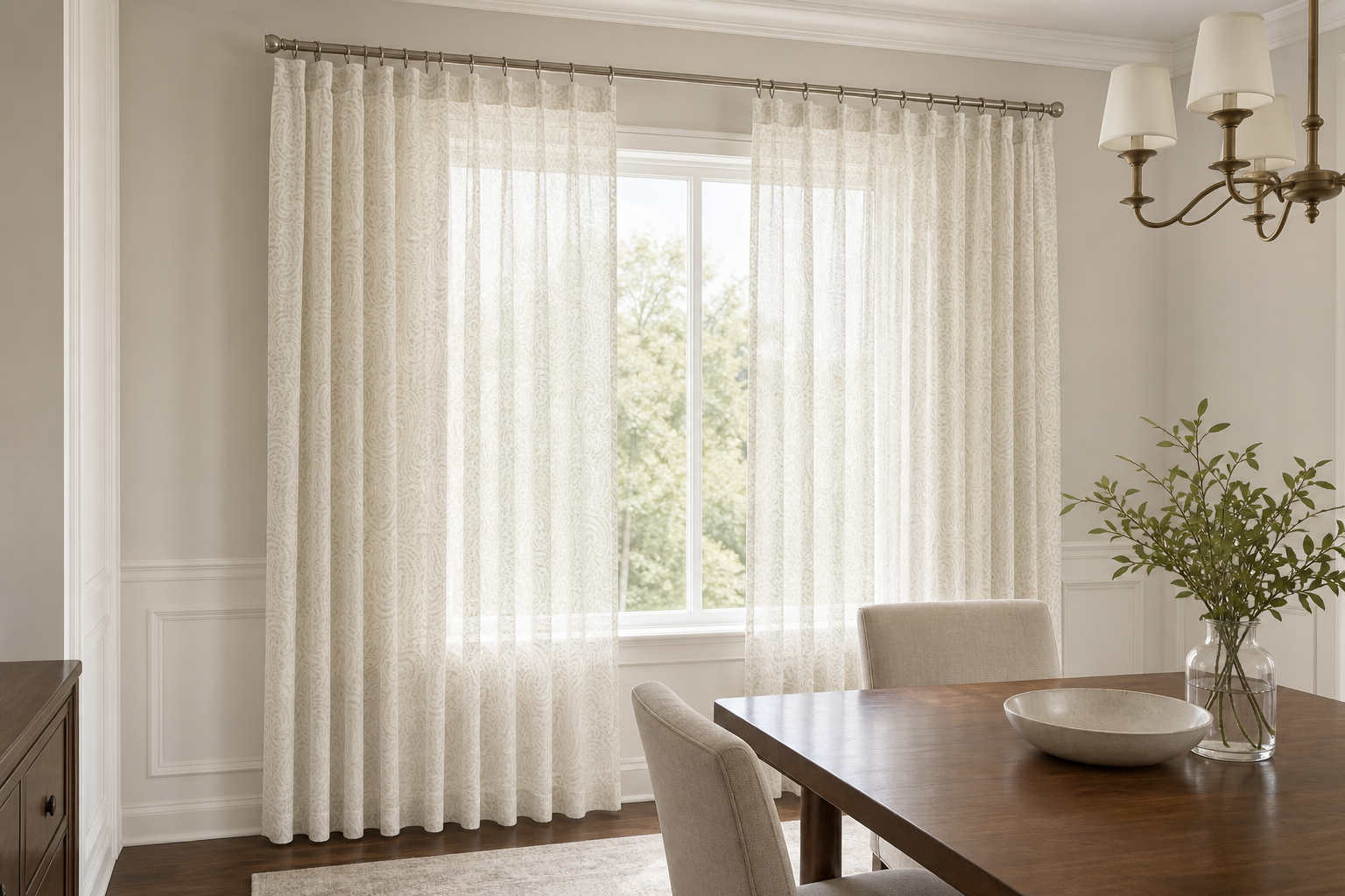 Paisley-Beige Sheer Drapery