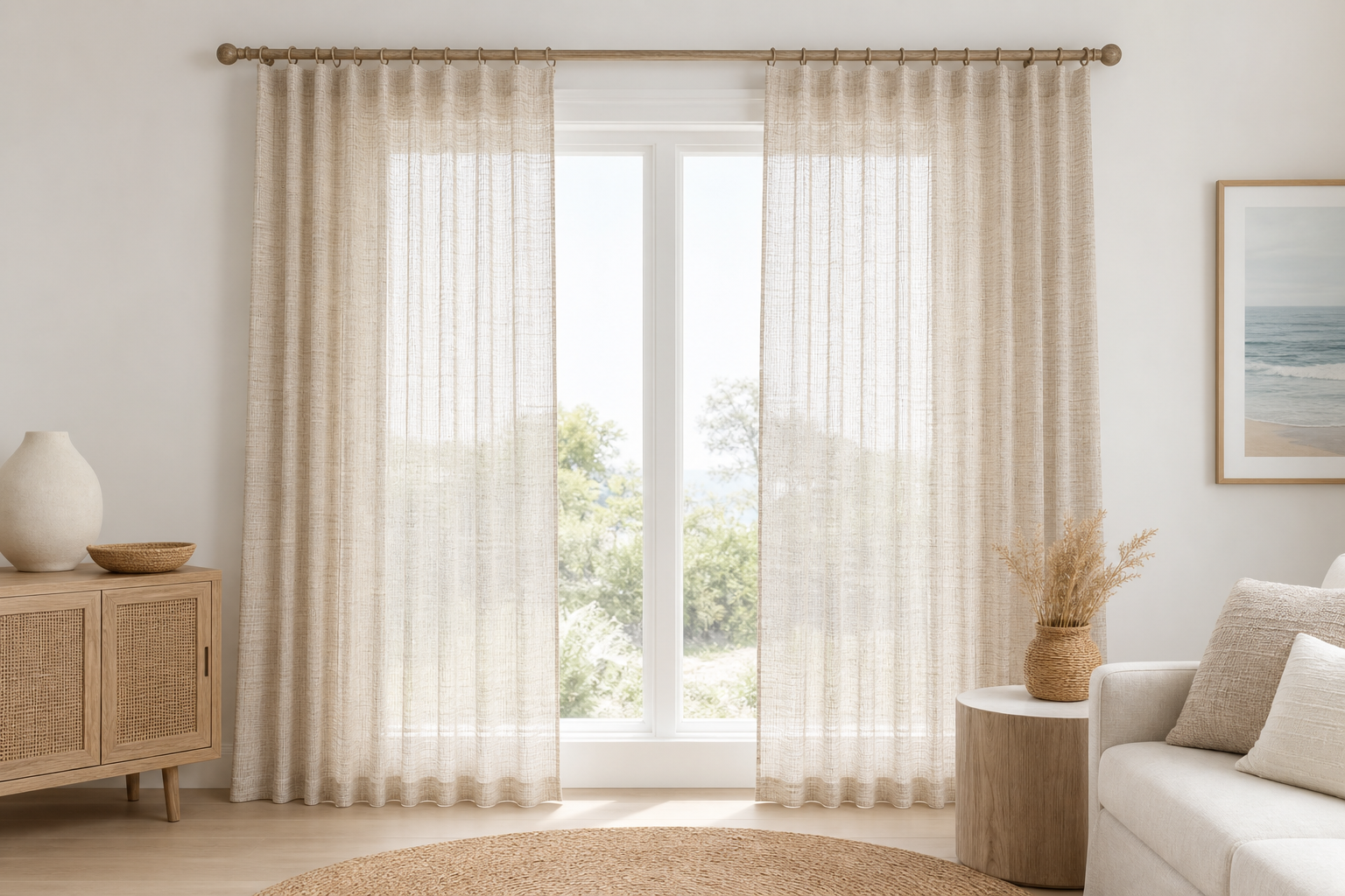 Sprinkle-Beige Sheer Drapery