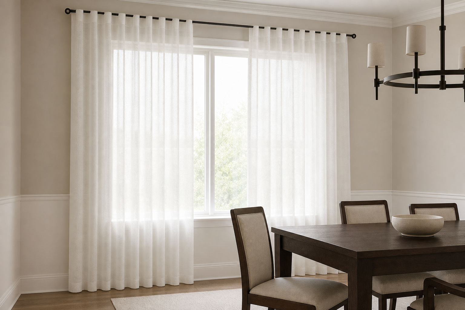 Tres-Chic-White Sheer Drapery