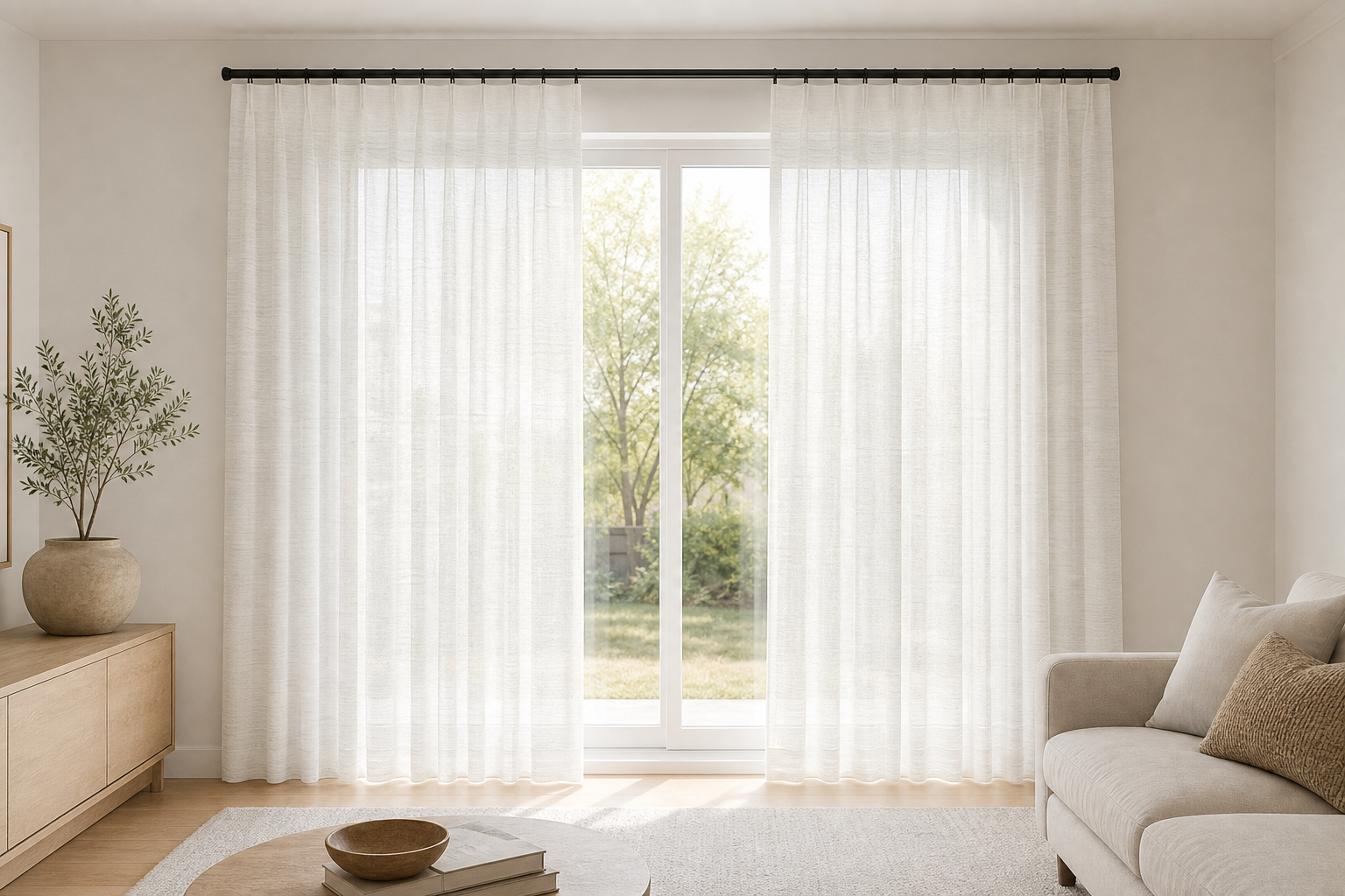 Waterfall-Ivory Sheer Drapery