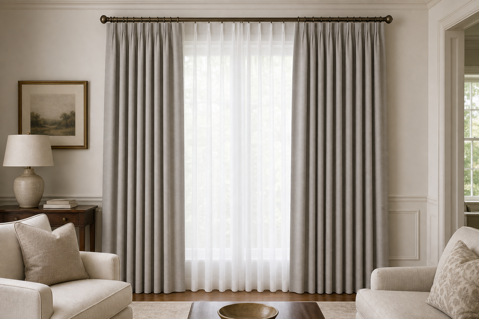 BO-Gray Drapery with White Sheer
