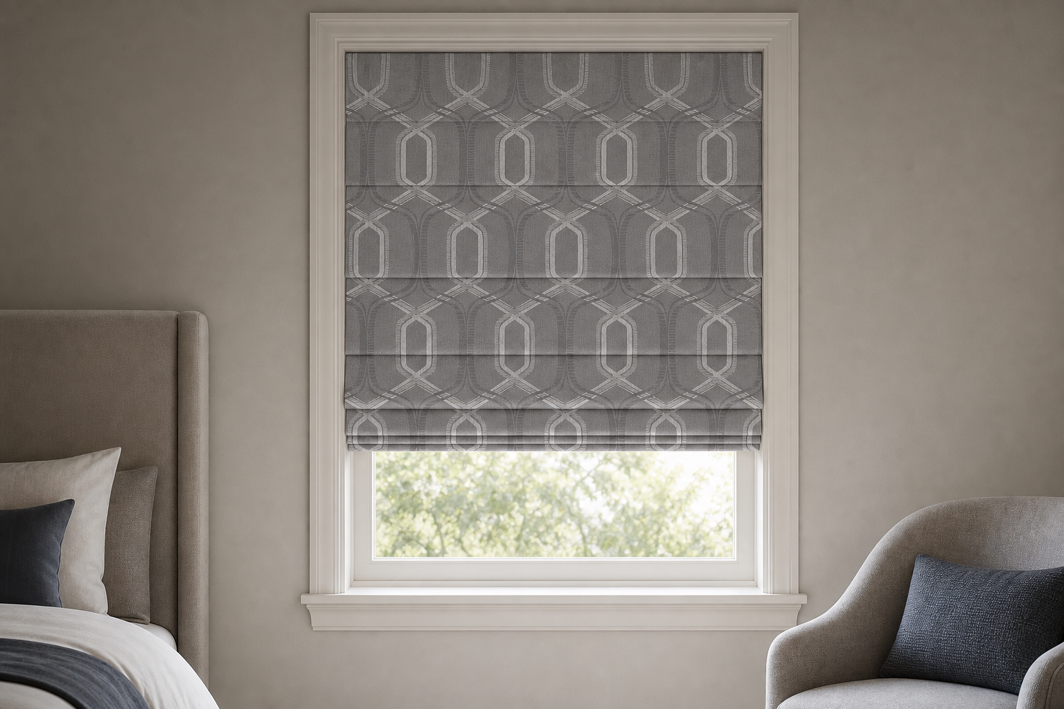Crisscross-Gray Roman Shade
