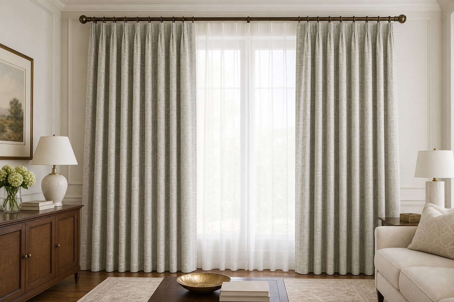 Luxor---Ash Drapery with White Sheer