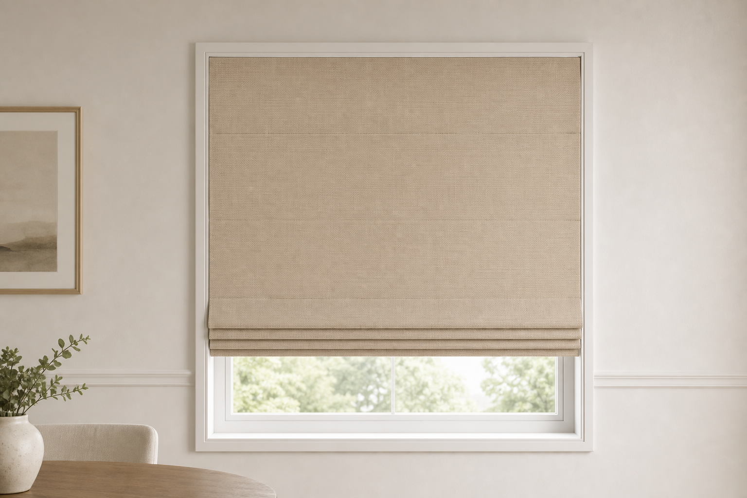 Luxury-Beige Roman Shade