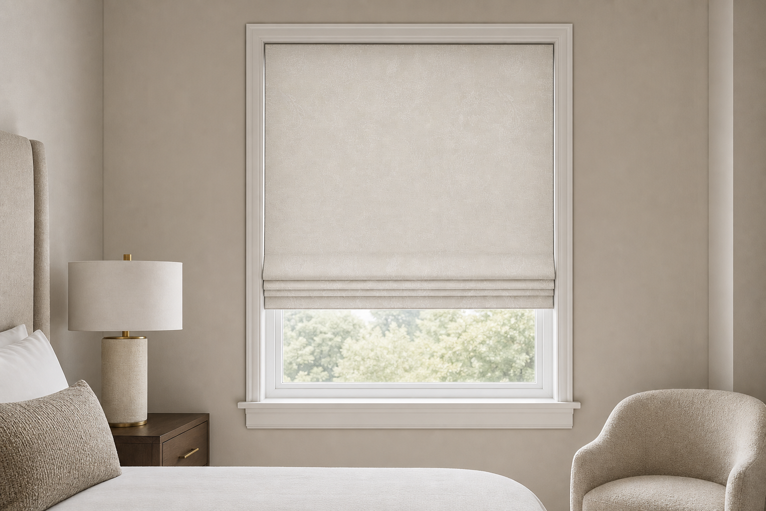 Peony-Cream Roman Shade