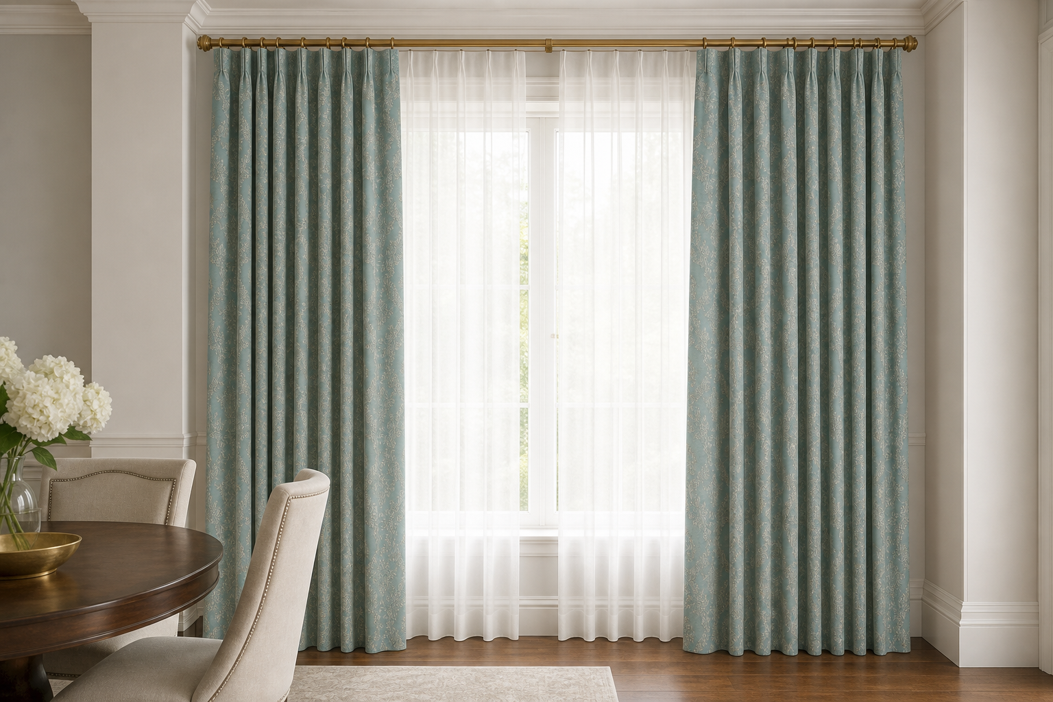 Queen-Lake Drapery with White Sheer