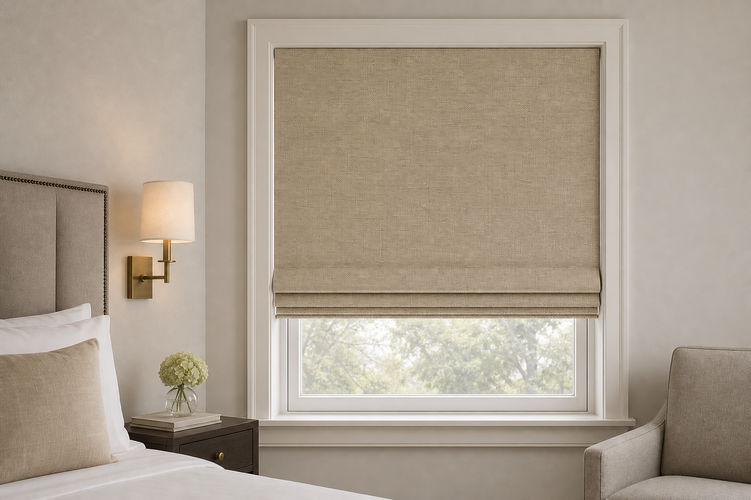 Refine-Linen-Blend-Tan Roman Shade