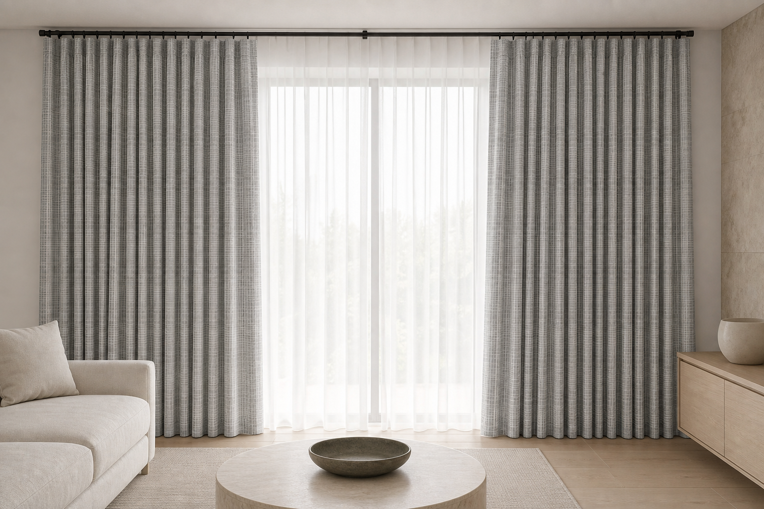 Salice---Silver Drapery with White Sheer