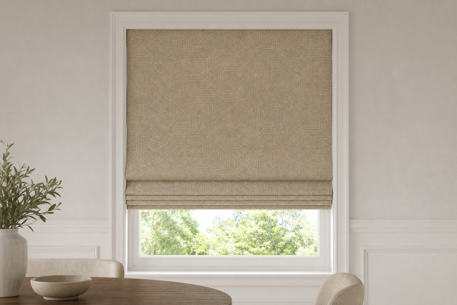 Tunnel-Tan Roman Shade