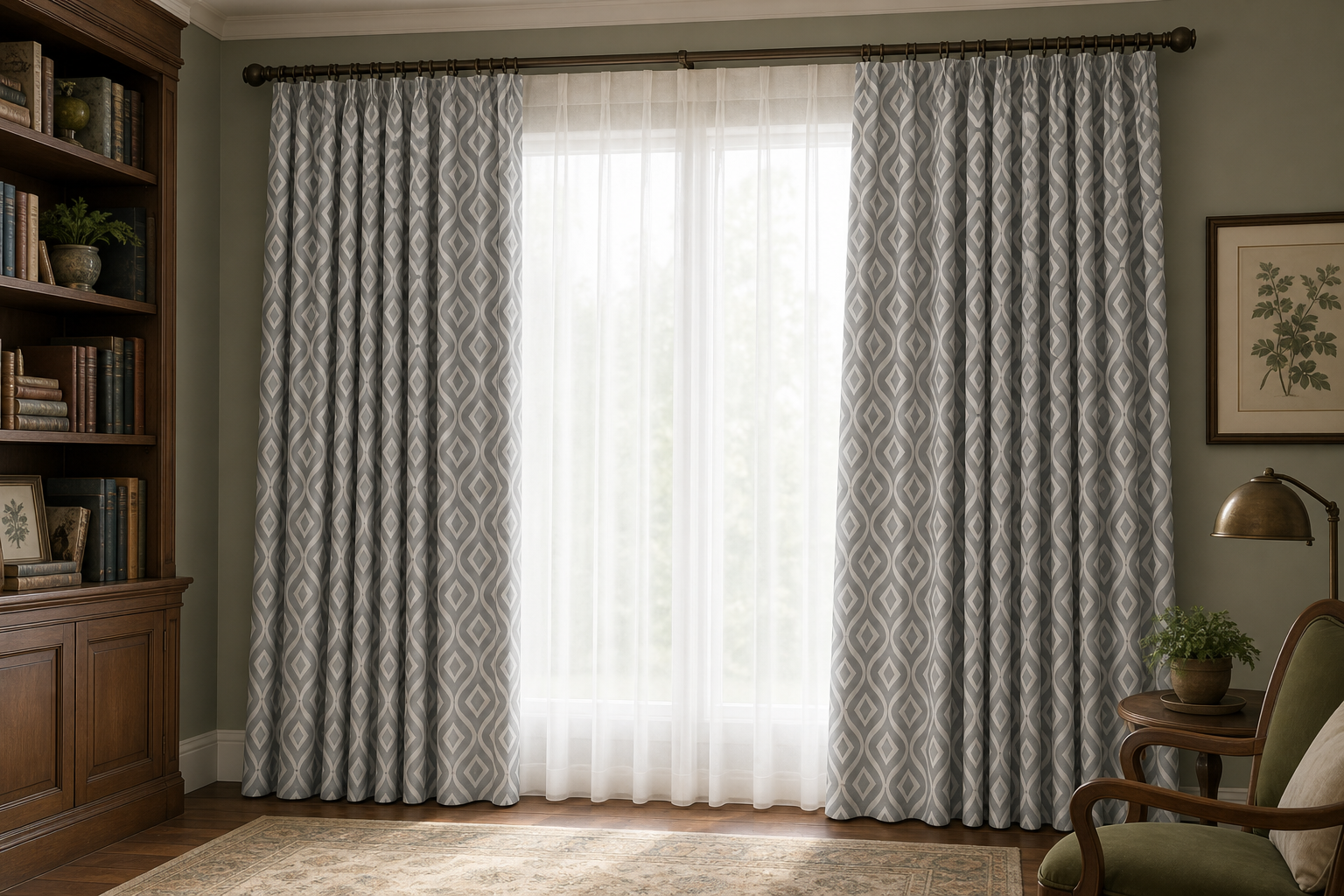 Union-Gray Drapery with White Sheer