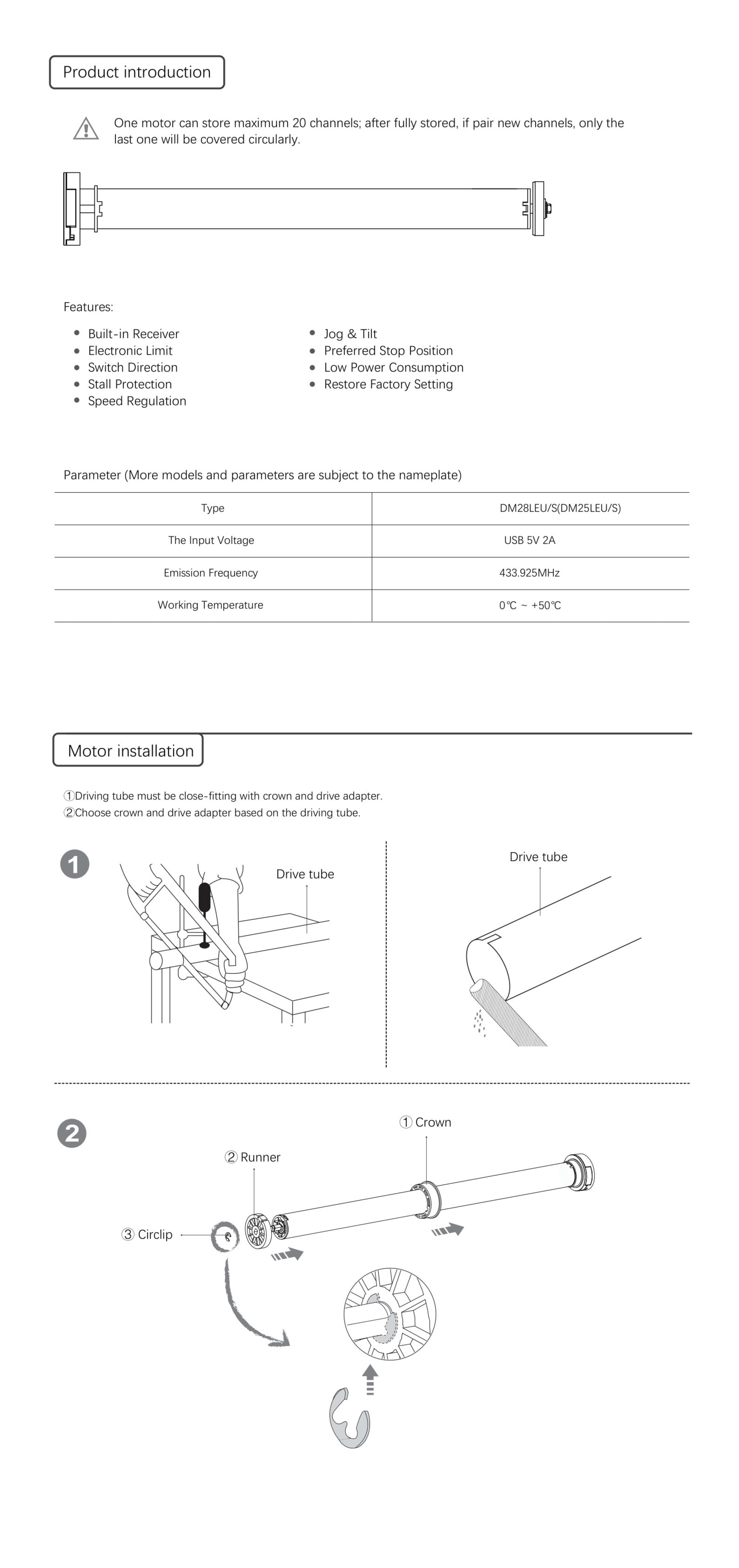Dooya Tubular Motor Instructions page 4