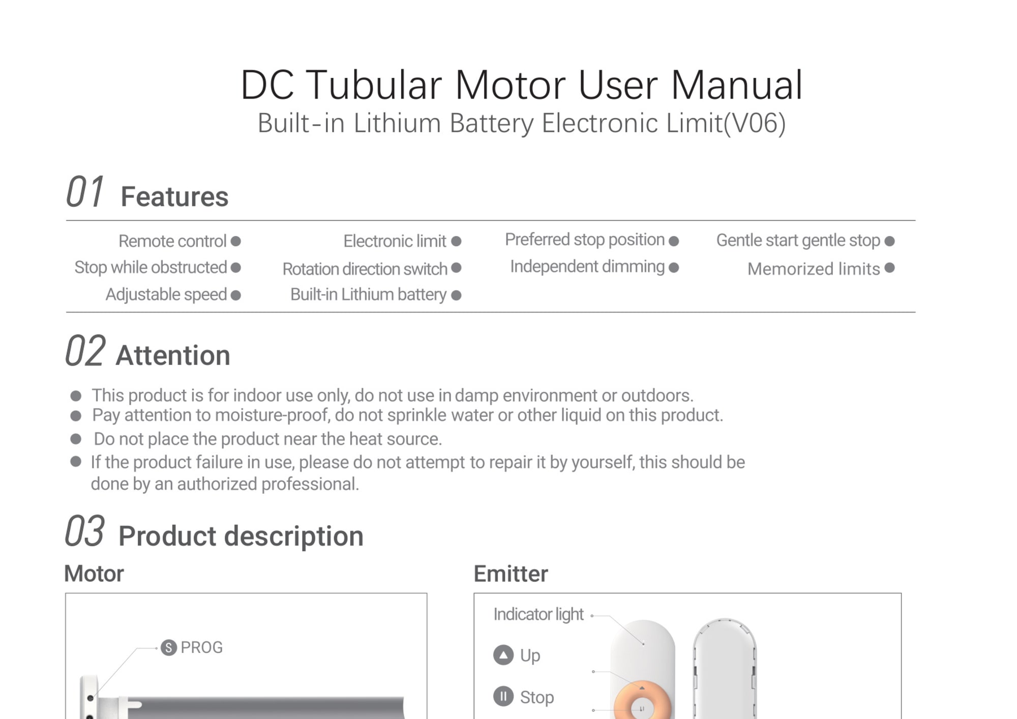 Ronco Tubular Motor Instructions page 1